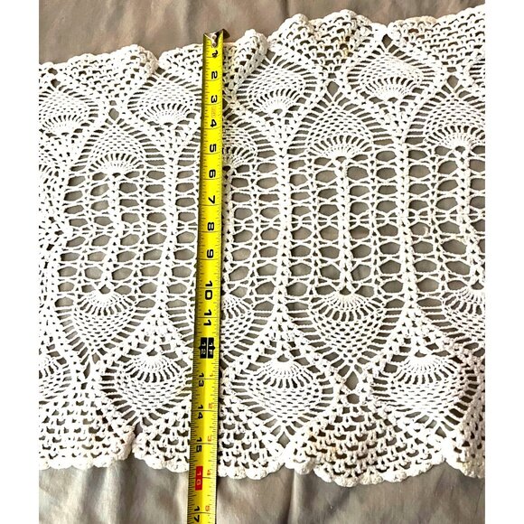 Crocheted VNT Pineapple Pattern Table Runner 16" X 40" Lace granny core cottage - Picture 2 of 6